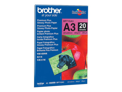  BROTHER  Innobella Premium Plus BP71GA3 - papel fotográfico brillante - brillante - 20 hoja(s) - A3 - 260 g/m²BP71GA3