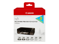 Canon PGI-29 MBK/PBK/DGY/GY/LGY/CO Multipack - paquete de 6 - gris, gris claro, gris oscuro, negro mate, Photo Negro, optimizador croma - original - depósito de tinta