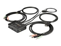 StarTech.com 2 Port HDMI KVM Switch, 4K 60Hz, Compact Dual Port UHD/Ultra HD USB Desktop KVM Switch with Integrated 4ft Cables & Audio, Bus Powered & Remote Switching, MacBook ThinkPad - 4K KVM Switch w/ Audio (SV211HDUA4K) - conmutador KVM / audio - 2 puertos