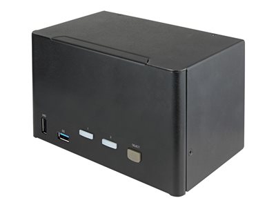  STARTECH.COM  2 Port Quad Monitor DisplayPort KVM Switch - 4K 60Hz UHD HDR - Desktop 4K DP 1.2 KVM met 2 Port USB 3.0 Hub (5Gbps) & 4x USB 2.0 HID Ports, Audio - Hotkey Switching - TAA - conmutador KVM / audio - 2 puertos - Conforme a la TAASV231QDPU34K