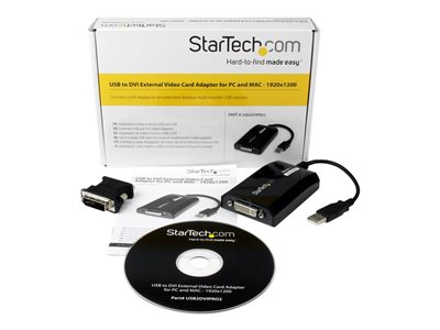  STARTECH.COM  Adaptador de Vídeo Externo USB a DVI - Tarjeta Gráfica Externa Cable para Mac y PC - 1920x1200 - Hembra DVI-I - Macho USB A - adaptador USB/DVI - USB a DVI-I - 27 mUSB2DVIPRO2