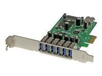 StarTech.com Adaptador tarjeta PCI Express 7 puertos USB 3.0 con alimentación SATA perfil bajo o completo - 7x USB A - Hub Interno - adaptador USB - PCIe 2.0