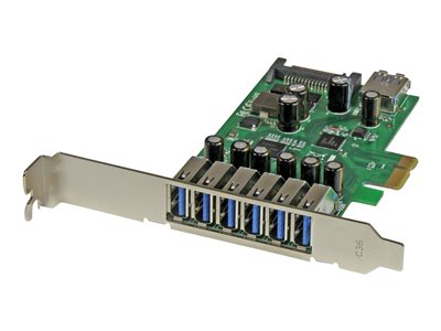  STARTECH.COM  Adaptador tarjeta PCI Express 7 puertos USB 3.0 con alimentación SATA perfil bajo o completo - 7x USB A - Hub Interno - adaptador USB - PCIe 2.0PEXUSB3S7