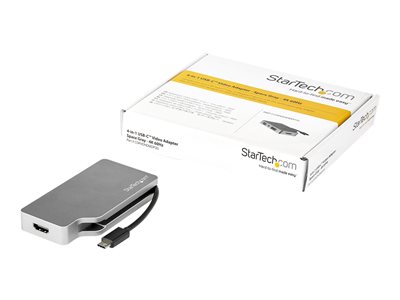  STARTECH.COM  Adaptador USB C Multipuertos de Vídeo HDMI, VGA, Mini DisplayPort o DVI - USB Tipo C de Monitor a HDMI 2.0 o mDP 1.2 (4K 60Hz) - VGA o DVI (1080p) - Aluminio Gris Espacial (CDPVDHDMDP2G) - adaptador de vídeo - Mini DisplayPort / HDMI / DVI / USB / VGACDPVDHDMDP2G