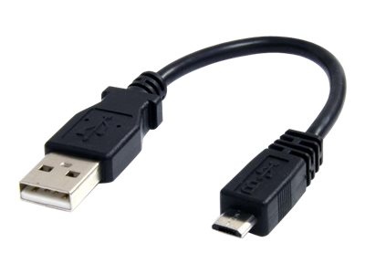  STARTECH.COM  Cable Adaptador de 15cm USB A Macho a Micro USB B Macho para Teléfono Móvil Carga y Datos - Negro - cable USB - USB a Micro-USB tipo B - 15 cmUUSBHAUB6IN