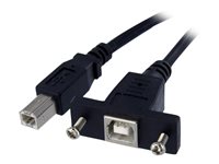 StarTech.com Cable de 91cm USB 2.0 Alta Velocidad para Montaje en Panel Empotrar - Macho a Hembra USB B - Extensor Alargador - Negro - cable USB - USB Tipo B a USB Tipo B - 90 cm