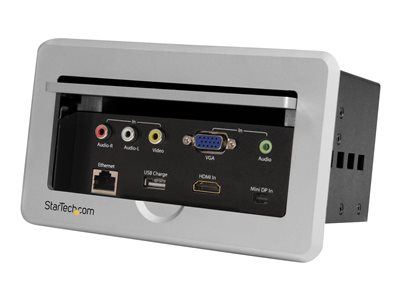  STARTECH.COM  Caja de Conectividad para Mesa de Juntas - Módulo de Conexiones con Salida HDMI VGA y Mini DisplayPort con Puerto Carga USB - placa de montajeBOX4HDECP