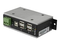 StarTech.com Hub Concentrador Ladrón USB 2.0 de 4 Puertos Industrial - Con protección de 15kV contra Descargas - de Montaje en Carril DIN - hub - 4 puertos - Conforme a la TAA