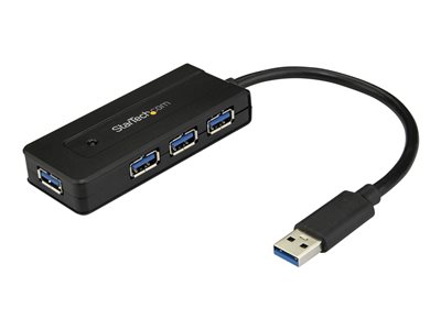  STARTECH.COM  Hub Concentrador Portátil USB 3.0 SuperSpeed de 4 Puertos de 5Gbps con Carga Rápida - Ladrón USB 3.1 Gen 1 Tipo A - Alimentado por el Bus USB o Autoalimentado - Negro (ST4300MINI) - hub - 4 puertosST4300MINI