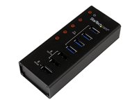 StarTech.com Hub Concentrador USB 3.0 de 4 Puertos con 3 Puertos de Carga USB ( 2x 1A y 1x 2A) - Ladrón con Carcasa de Metal Montaje Pared - hub - 4 puertos