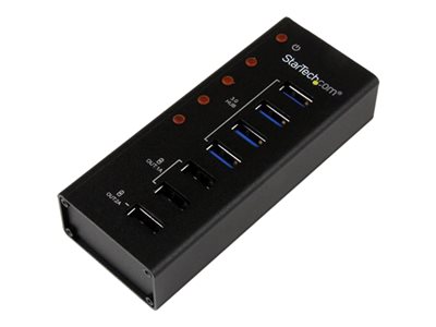  STARTECH.COM  Hub Concentrador USB 3.0 de 4 Puertos con 3 Puertos de Carga USB ( 2x 1A y 1x 2A) - Ladrón con Carcasa de Metal Montaje Pared - hub - 4 puertosST4300U3C3