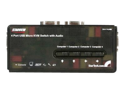 STARTECH.COM  Juego de Conmutador Switch KVM 4 Puertos Vídeo VGA USB 2.0 con Cables y Audio - 5x HD15 Hembra - 2x USB A Hembra - 2048x1536 - conmutador KVM / audio - 4 puertosSV411KUSB