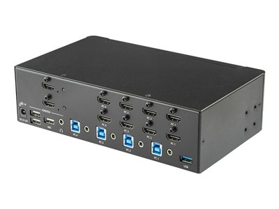  STARTECH.COM  Switch Conmutador KVM de 4 Puertos HDMI - 4K de 30Hz - de Pantalla Doble - conmutador KVM / audio / USB - 4 puertos - montaje en rackSV431DHD4KU