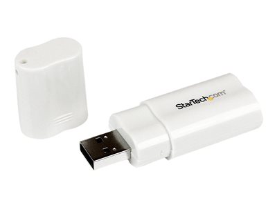  STARTECH.COM  Tarjeta de Sonido Estéreo USB Externa Adaptador Conversor - 1x USB A Macho - 2x Mini-Jack Hembra - Blanco - tarjeta de sonidoICUSBAUDIO