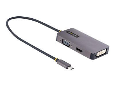  STARTECH.COM  USB C Video Adapter, USB C to HDMI DVI VGA Adapter, Up to 4K 60Hz, Aluminum, Multiport Video Display Adapter for Laptops, Thunderbolt 3/4 Compatible, USB Type C Monitor Adapter - USB C Travel Adapter (118-USBC-HDMI-VGADVI) - estación de conexión - USB-C - VGA, DVI, HDMI118-USBC-HDMI-VGADVI