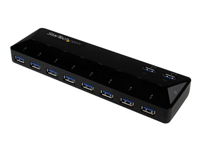 Startech.com Concentrador USB 3.0 (5Gbps) de 10 Puertos - Ladrón con Puertos de Carga y Sincronización - Hub con 2 Puertos de 1,5A ST103008U2C