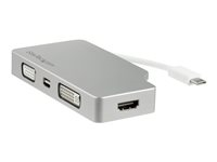 Startech.com Adaptador USB C Multipuertos de Vídeo HDMI, VGA, Mini DisplayPort o DVI - Convertidor USB Tipo C de Monitor a HDMI 1.4 o mDP 1.2 (4K) - VGA o DVI (1080p) - Aluminio Plata CDPVGDVHDMDP