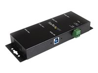 Startech.com Hub Concentrador USB 3.0 de 4 Puertos - 5Gbps - Ladrón USB-A Industrial de Metal - de Montaje en Carril DIN, Pared o Escritorio - Hub de Expansión TAA ST4300USBM