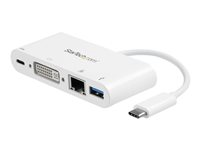 Startech.com Adaptador Multipuertos USB C - Adaptador de Vídeo USB-C a DVI-D (Digital) con Carga de 60W - GbE - USB-A - Mini Dock Portátil USB Type-C/Thunderbolt 3 para Portátiles DKT30CDVPD