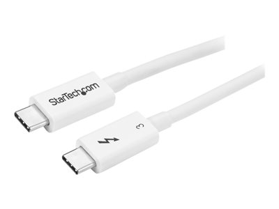 Startech.com Cable Thunderbolt 3 Pasivo 50cm - 40Gbps - PD 100W - Vídeo 4K/5K - Cable Thunderbolt - Certificado Thunderbolt - Compatible USB4 / Modo Alt DP - Thunderbolt 4 - USB 3.2 - USB-C - Blanco TBLT34MM50CW