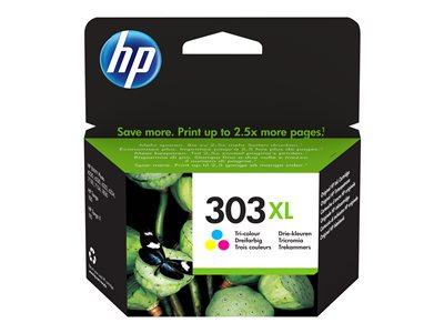HP 303XL - Alto rendimiento - color (cian, magenta, amarillo) - original - cartucho de tinta T6N03AE#ABE