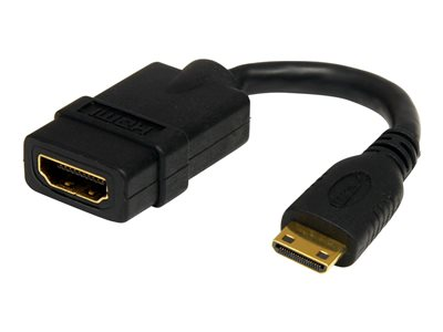 Startech.com Adaptador de 12,5cm Mini HDMI a HDMI - HDMI de Alta Velocidad 4K - Convertidor 4K 30Hz Ultra HD - HDMI 1.4 - Conectores Chapados en Oro - Mini HDMI UHD 4K - Negro HDACFM5IN