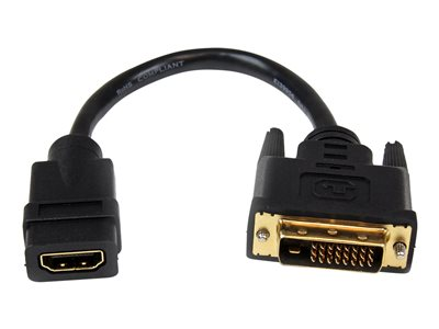 Startech.com Adaptador de 20cm HDMI a DVI - DVI-D Macho - HDMI Hembra - Cable Conversor de Vídeo - Negro HDDVIFM8IN