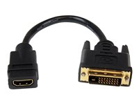 Startech.com Adaptador de 20cm HDMI a DVI - DVI-D Macho - HDMI Hembra - Cable Conversor de Vídeo - Negro HDDVIFM8IN