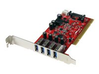 Startech.com Tarjeta Adaptador PCI USB 3.0 (5Gbps) SuperSpeed 4 Puertos Con Alimentación SATA LP4 - Hub Concentrador Interno - Ladrón USB Interno - 2x USB A Hembra PCIUSB3S4
