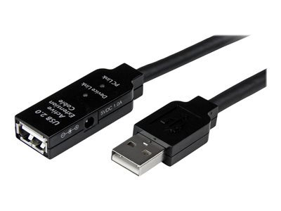 Startech.com Cable 15m Extensión Alargador USB 2.0 Activo Amplificado - Macho a Hembra USB A - Negro USB2AAEXT15M