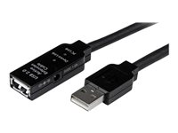 Startech.com Cable 15m Extensión Alargador USB 2.0 Activo Amplificado - Macho a Hembra USB A - Negro USB2AAEXT15M