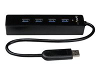 Startech.com Adaptador Concentrador Hub Ladrón USB 3.0 (5Gbps) Super Speed Portátil de 4 Puertos Salidas - Negro ST4300PBU3