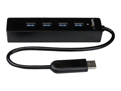Startech.com Adaptador Concentrador Hub Ladrón USB 3.0 (5Gbps) Super Speed Portátil de 4 Puertos Salidas - Negro ST4300PBU3
