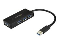 Startech.com Hub Concentrador Portátil USB 3.0 SuperSpeed de 4 Puertos de 5Gbps con Carga Rápida - Ladrón USB 3.2 Gen 1 Tipo A - Alimentado por el Bus USB o Autoalimentado - Negro ST4300MINI