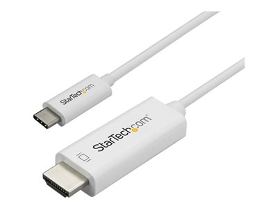 Startech.com Cable de 1m USB C a HDMI - Cable Adaptador de Vídeo USB Tipo C a HDMI 2.0 4K de 60Hz - Compatible con Thunderbolt 3 - Portátil a Monitor HDMI - Modo Alt DP 1.2 HBR2 - Blanco CDP2HD1MWNL
