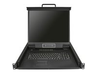 Consola KVM de 16 puertos para Montaje en Rack - Teclado QWERTY - con Cables de 1,8m - Conmutador KVM con Monitor LCD de 19" - Switch KVM LCD 1U OSD MTBF 50000 - USB + VGA RKCONS1916K
