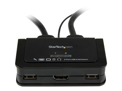 Conmutador Switch KVM 2 puertos HDMI USB Audio con Cables Integrados - 1080p SV211HDUA