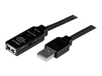 Startech.com Cable 10m Extensión Alargador USB 2.0 Activo Amplificado - Macho a Hembra USB A - Negro USB2AAEXT10M