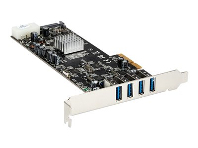 Startech.com Adaptador Tarjeta PCI Express PCI-E 4 Puertos USB 3.0 UASP 2 Canales de 5Gbps con Alimentación Molex SATA PEXUSB3S44V