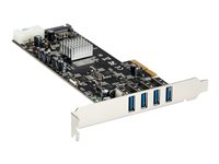 Startech.com Adaptador Tarjeta PCI Express PCI-E 4 Puertos USB 3.0 UASP 2 Canales de 5Gbps con Alimentación Molex SATA PEXUSB3S44V