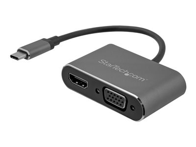 Startech.com Adaptador USB-C a VGA y HDMI - 2en1 - 4K 30Hz - Gris Espacial - Adaptador Gráfico Externo USB Tipo C CDP2HDVGA