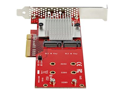 Startech.com Tarjeta Adaptadora para 2 SSD M.2 PCIe SSD - Dos SSDs NVMe o AHCI M.2 SSD a x8/x16 PCI Express 3.0 - Compatible con PCIe M.2 NGFF (M-Key) - Admite 2242, 2260, 2280 - Mac y PC PEX8M2E2