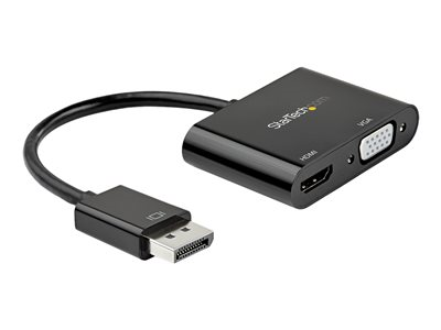 Startech.com Adaptador DisplayPort a HDMI VGA - Dongle Convertidor DisplayPort 1.2 HBR2 a HDMI 2.0 (4K 60Hz) o VGA 1080p - Adaptador DP a Monitor HDMI o VGA - Adaptador de Vídeo Digital DP2VGAHD20