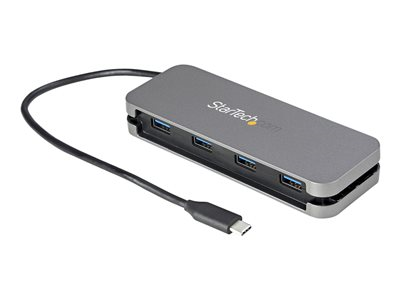 Startech.com Hub Ladrón USB C de 4 Puertos - 4x USB-A - Concentrador USB 3.0 Tipo C de 5Gbps (USB 3.2 Gen 1) - Hub Portátil USB-C a USB-A - con Cable de 28,5cm con Gestión de Cableado (HB30CM4AB) HB30CM4AB