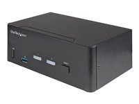 Startech.com Switch Conmutador KVM de 2 Puertos HDMI 2.0 4K para 2 Monitores - Vídeo de 4K y 60Hz Ultra HD - HDR - Hub Ladrón USB 3.0 de 2 Puertos y 4 Puertos USB 2.0 HID - Audio - HotKey - TAA SV231DHU34K6
