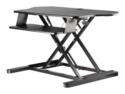Startech.com Convertidor Escritorio de Pie y Sentado de Esquina - con Bandeja para Teclado - con Superficie de 89cm x 53cm - Escritorio Ergonómico de Altura Ajustable - para Dos Monitores ARMSTSCORNR