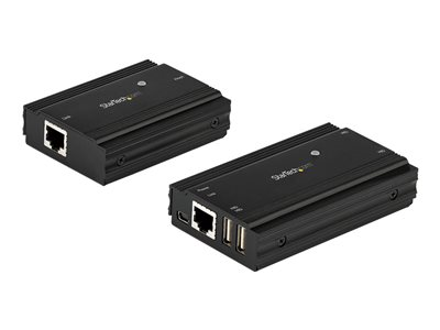 Startech.com Hub Concentrador Extensor USB 2.0 de 4 Puertos por un Solo Cable Ethernet CAT5e/CAT6 RJ45 - 100m - Juego de Alargador USB - Caja de Metal - Alimentación Externa - 480 Mbps USB2004EXT100