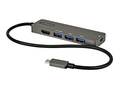 Startech.com Adaptador Multipuertos USB-C - Docking Station USB Tipo C a HDMI 2.0b 4K de 60Hz (HDR10) - PD de 100W de Paso - Hub USB 3.0 de 4 Puertos - Replicador USBC - con Cable de 30cm DKT30CHPD3