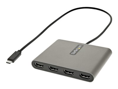 Adaptador USB-C a 4 Puertos HDMI - Tarjeta Gráfica y de Vídeo Externa - Dongle Llave USB Tipo C a 4x HDMI - 1080p a 60Hz - Conversor Multimonitor USB a HDMI - Solo para Windows USBC2HD4