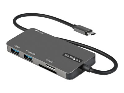 Startech.com Adaptador Multipuertos USB C - USB C a HDMI de 4K - 100W de Entrega de Alimentación PD - SD - MicroSD - Hub Ladrón USB 3.0 de 3 Puertos - Dock USB Tipo C - con Cable Incorporado de 30cm DKT30CHSDPD